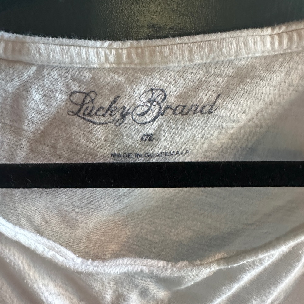 Lucky Brand White Tee with American Flag Patch - Picture 3 of 3